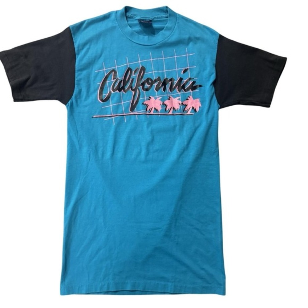 Vintage California Neon Palm Trees Sneakers T‎ Shirt Large USA Made